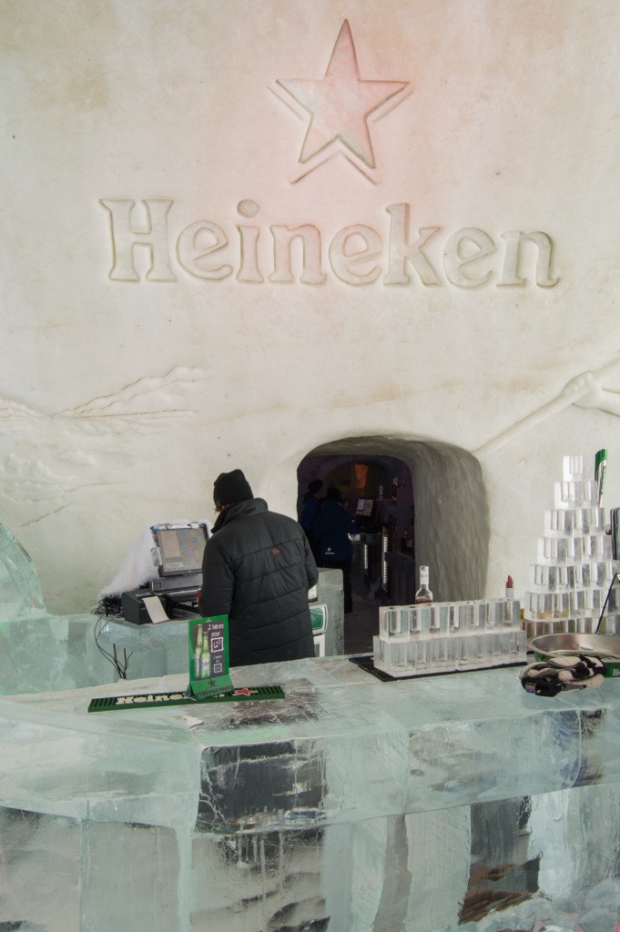 Heineken bar in ice hotel