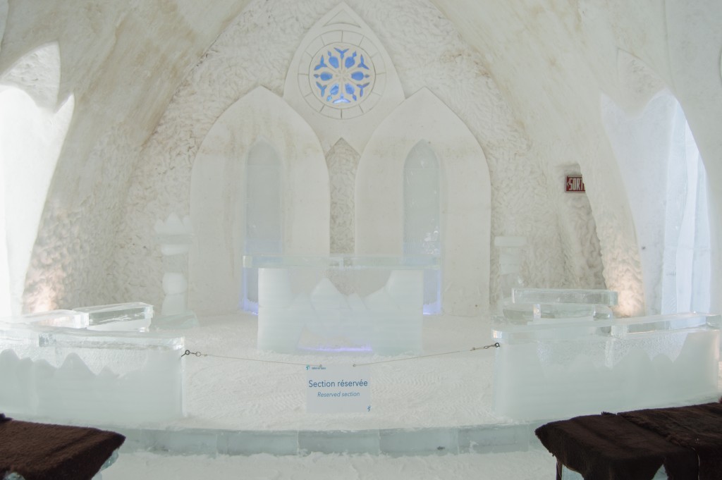 Ice chapel in Hotel de Glace Quebec