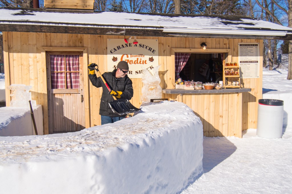 Maple taffy on snow at ice hotel