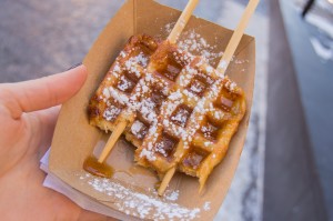 Gaufrabec waffle with maple syrup in Montreal