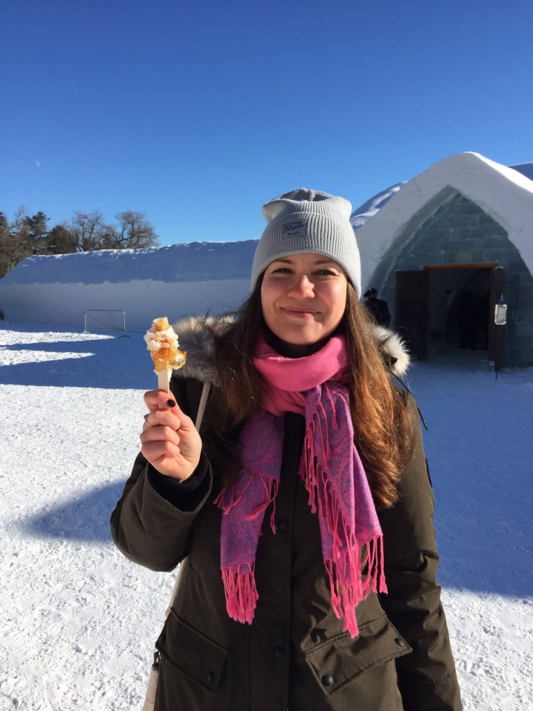 Canadian maple taffy on snow