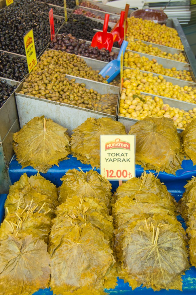 Grape leaves at Istanbul spice market