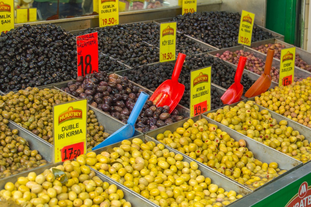 Olives at the spice market Istanbul