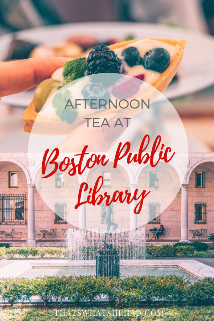 What it's like to have afternoon tea at Boston Public Library? Click on pin to find out! #Boston #highTea #AfternoonTea #BostonPublicLibrary