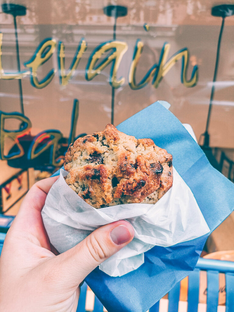 Levain Bakery famous chocolate chip cookie is a must-try food in New York