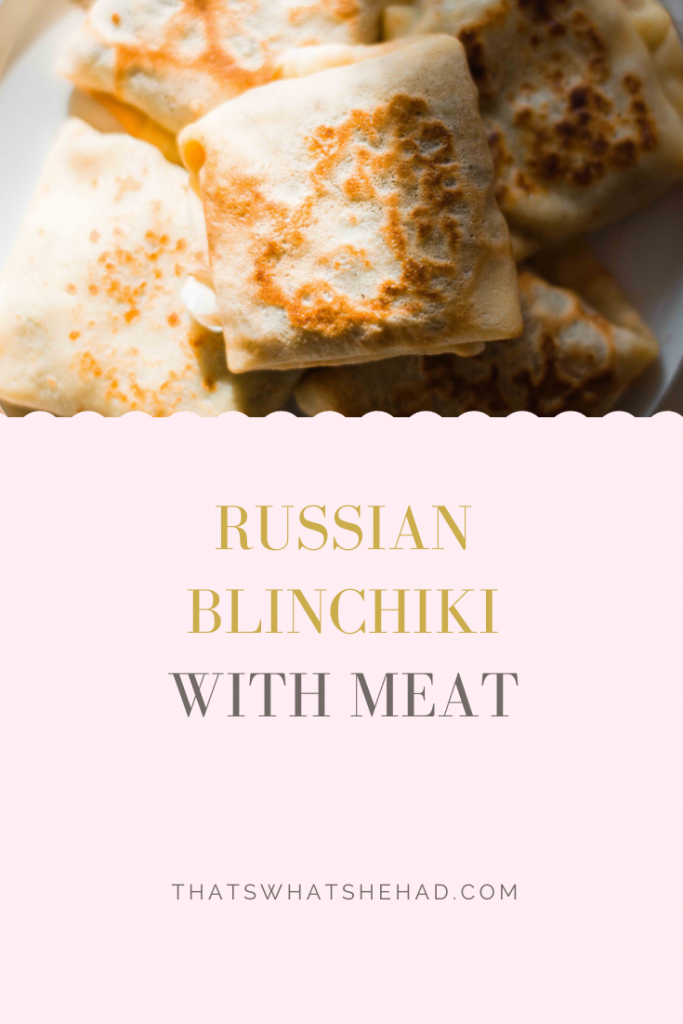 Blinchiki are thin Russian crepes stuffed with fillings that range from berries to cheese to mushrooms. These blinchiki are made with a mix of beef and pork and double-fried to get crispy edges. #Russianfood #Russia #Blini #Crepes