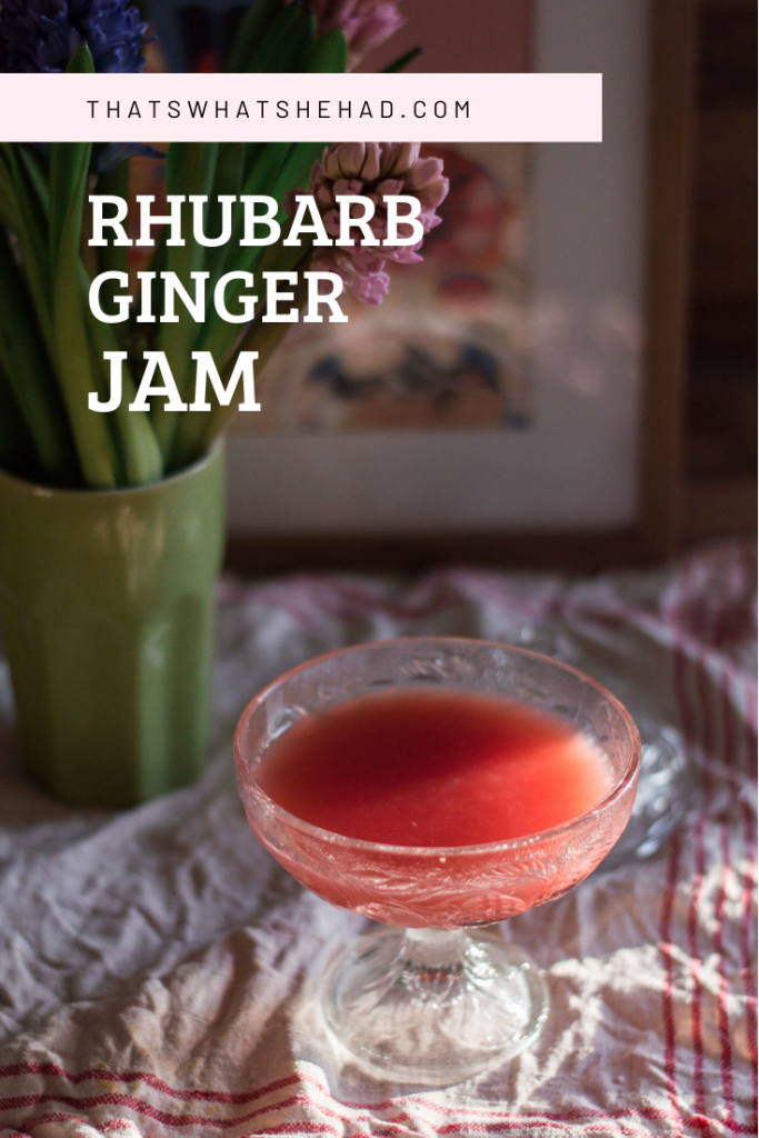 Spicy rhubarb and ginger jam, perfect to make summer spritz or to pour over pancakes and oats. #rhubarb #spicy #jam 