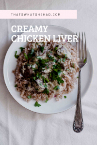 Creamy chicken liver with sour-cream-based sauce and lots of onions. Click to check the recipe or save for later! #Liver #Offals #RussianFood