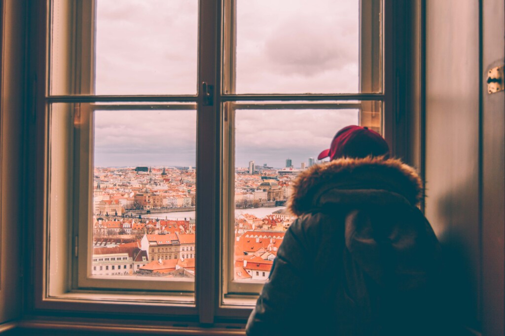 The view of Prague through a window
