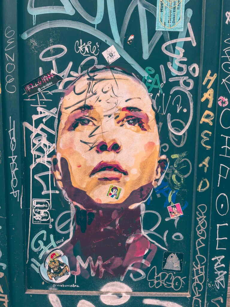 a mural of a woman