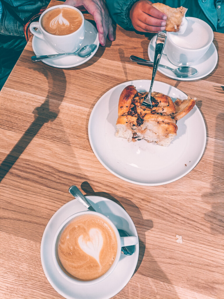 Breakfast at Zeit f&uuml;r Brot with pastries and coffee