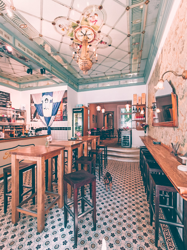 Cozy interior at Favorita Cafe