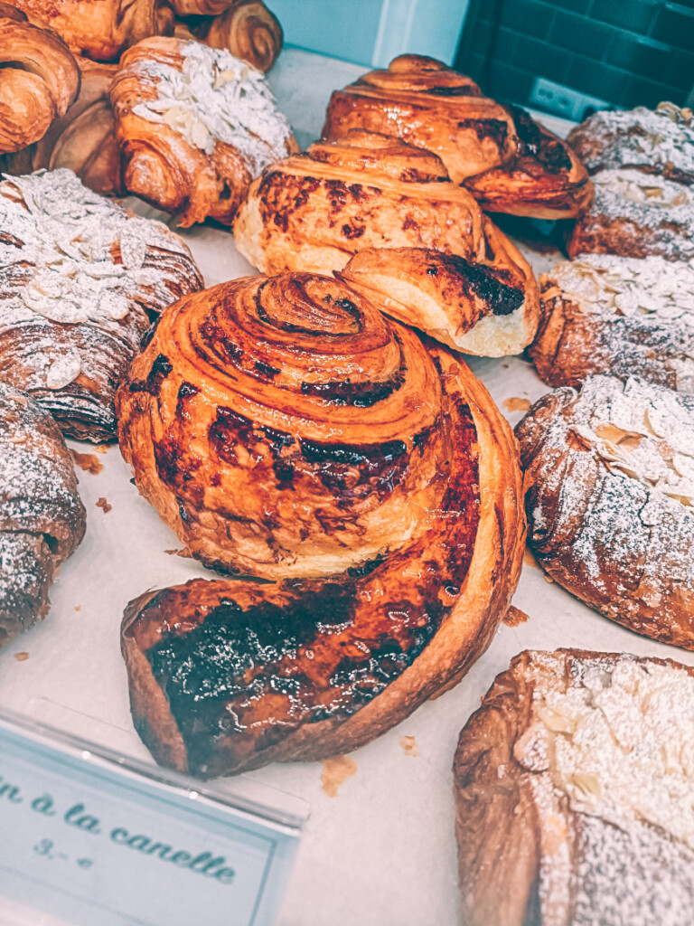 Baked goods displayed at Patisserie Madeleine