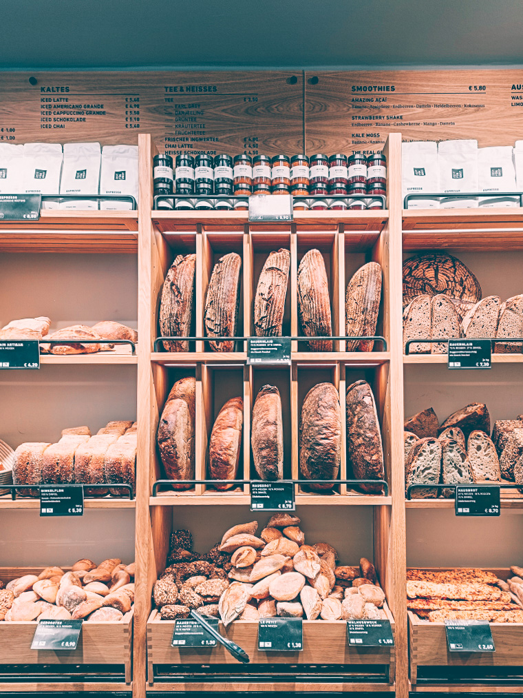 Bread displayed at Zeit f&uuml;r Brot