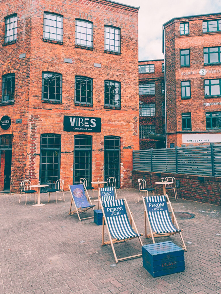 Vibes brick exterior and outdoor seating