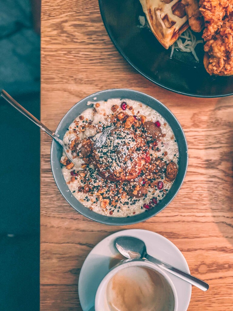 Bowl of oatmeal served at Berta Boozy Brunch Klub