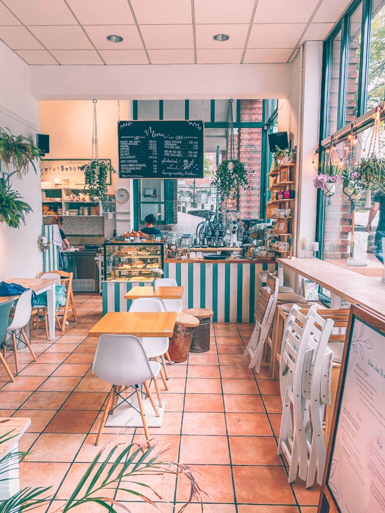 Inside The Special Connection caf&eacute; with cozy seating.