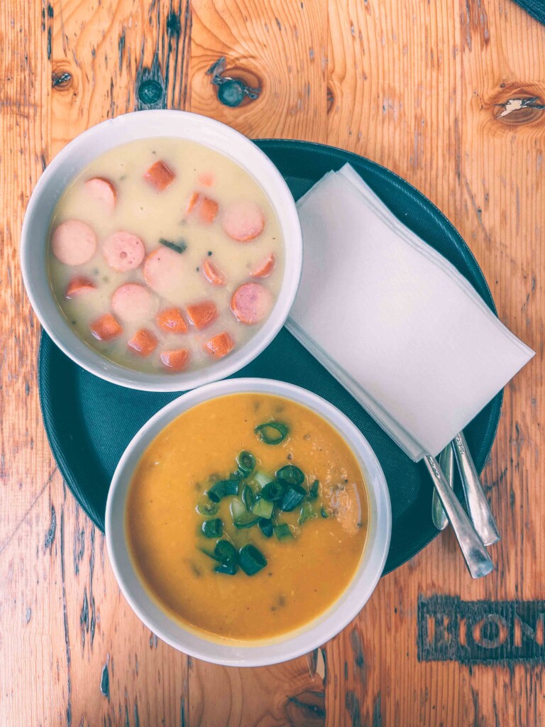 potato and pumpkin soups at Souperia Hamburg