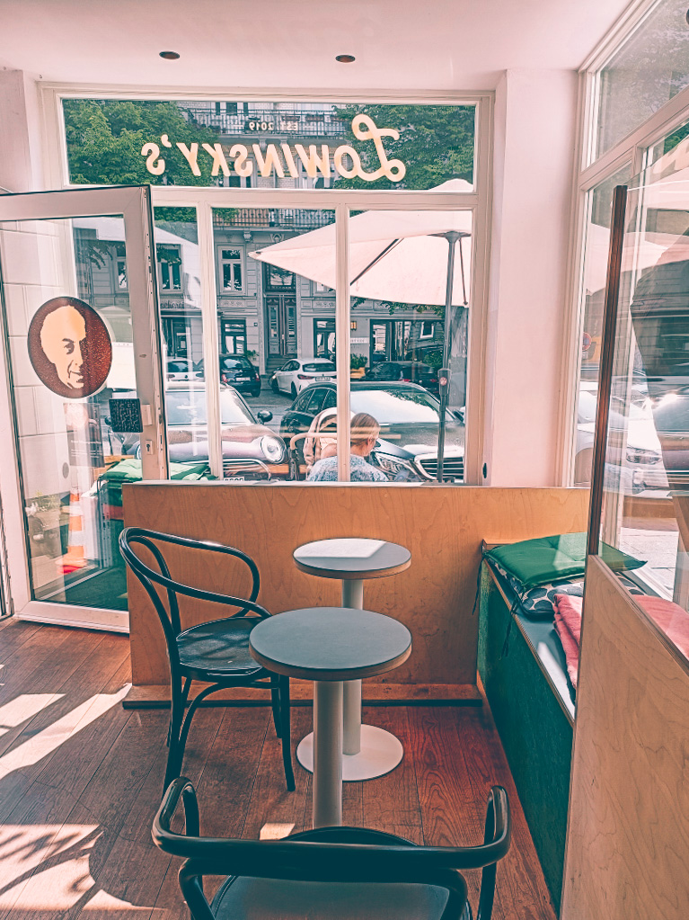 Simple and nice interior at lowinsky's cafe in Hamburg