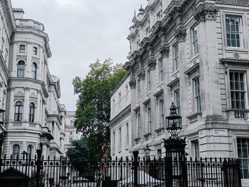 Impressive buildings at downing street.