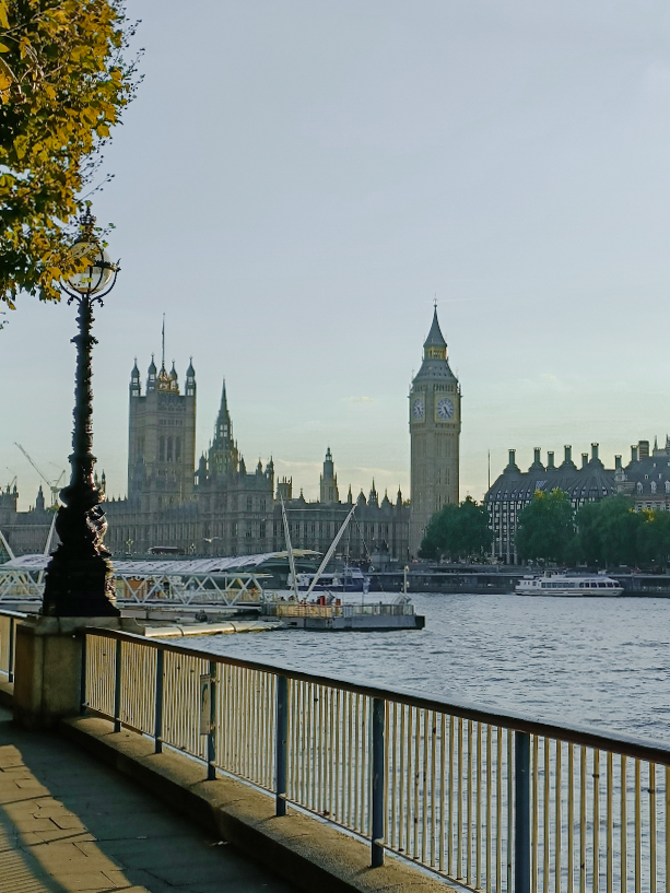 View of the Palace of Westminster from the South Bank in London.