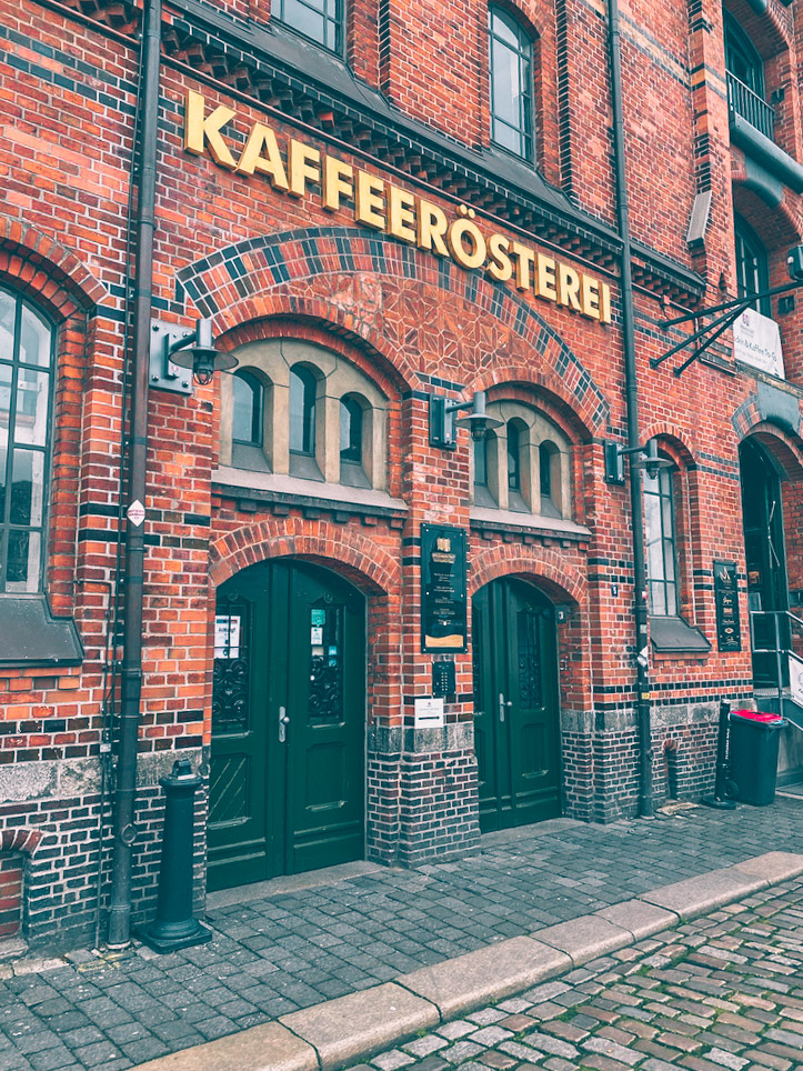 Red brick building of the Speicherstadt roastery is one of the most beautiful coffee shops in Hamburg