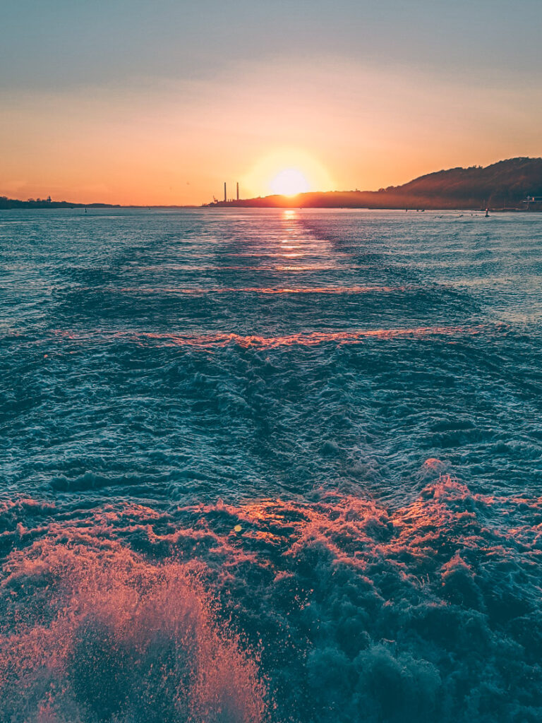 sunset on the way from Helgoland to Hamburg
