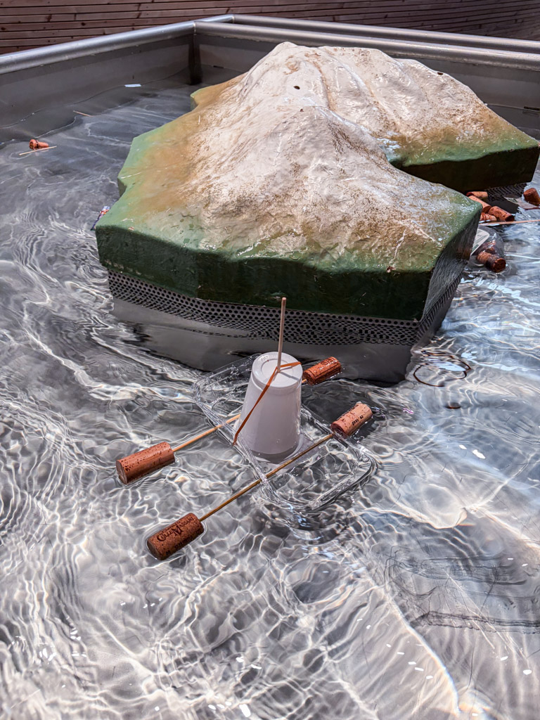 Building a little water raft and test it out right inside Anoha Museum