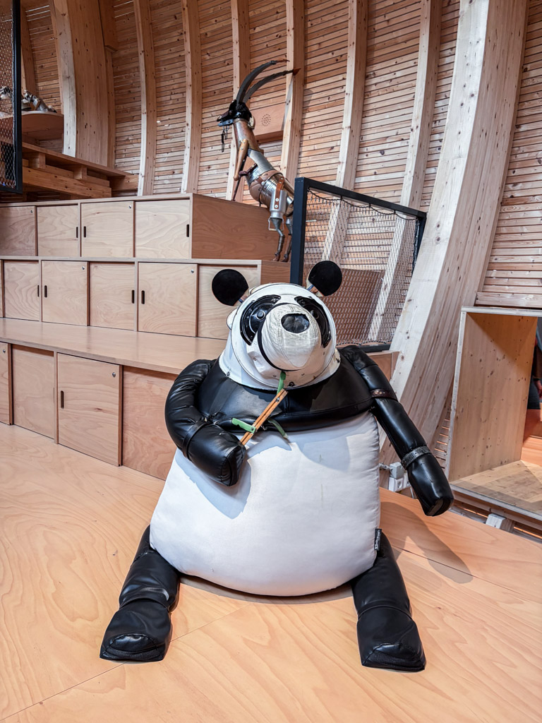 A fun looking panda bear on display at Anoha Museum Berlin