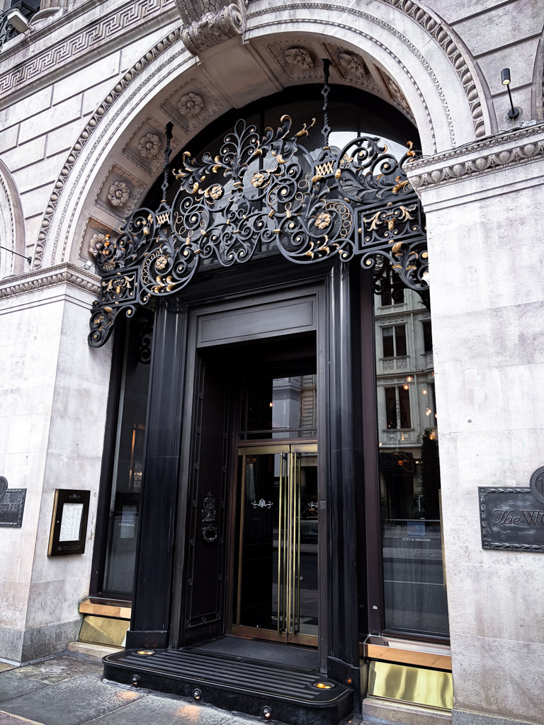 Beautifully designed entry doorway of the Wolseley in Picadilly